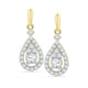 10K Yellow Gold Round Diamond Solitaire Teardrop Frame Dangle Earrings 1/2 Cttw