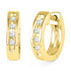 10K Yellow Gold Round Diamond Single Row Huggie Earrings 1/20 Cttw