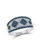 10kt White Gold Womens Round Blue Color Enhanced Diamond Band Ring 1/2 Cttw