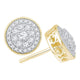 10K Yellow Gold Round Diamond Flower Cluster Earrings 1/2 Cttw