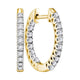 10K Yellow Gold Round Diamond Slender Hoop Earrings 1/4 Cttw