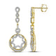 10K Yellow Gold Round Diamond Starburst Circle Dangle Screwback Earrings 1/2 Cttw