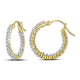 10K Yellow Gold Round Diamond Single Row Hoop Earrings 1/2 Cttw