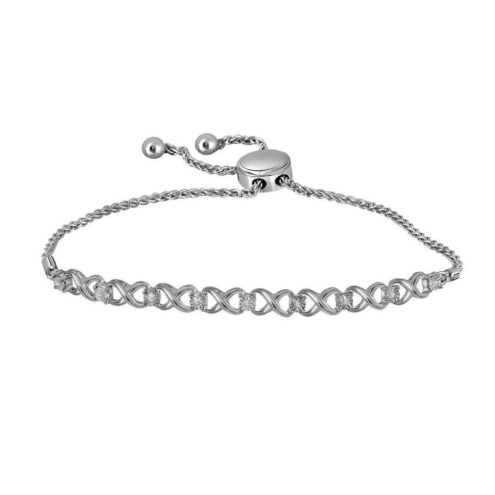 Sterling Silver Diamond Infinity Bolo Bracelet 1/20 Cttw