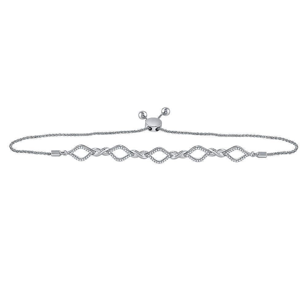 10K White Gold Diamond Infinity Oval Bolo Bracelet 1/4 Cttw - Gold Americas