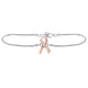Sterling Silver Diamond Pink Awareness Ribbon Fashion Bracelet 1/20 Cttw