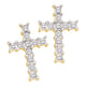 10K Yellow Gold Round Diamond Roman Cross Religious Stud Earrings 1/10 Cttw