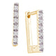 10K Yellow Gold Round Diamond Rectangle Notched-post Hoop Earrings 1/20 Cttw