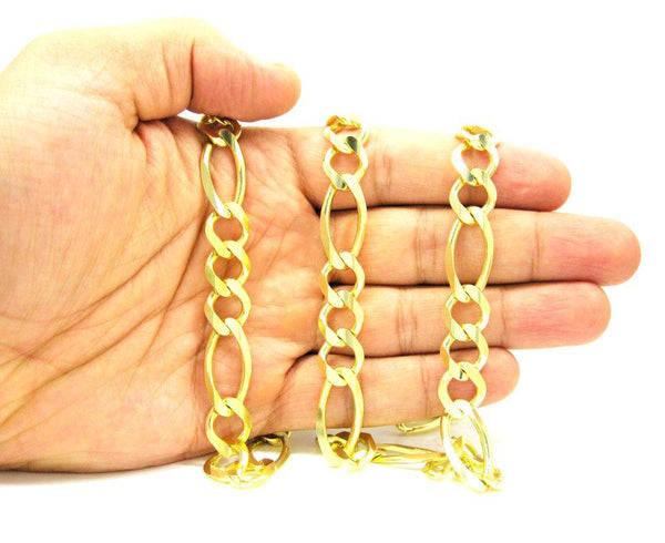 10K Yellow Gold Hollow Figaro Chain 8MM