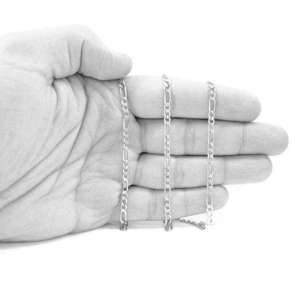 14K White Gold Hollow Figaro Chain 2.5MM - Gold Americas