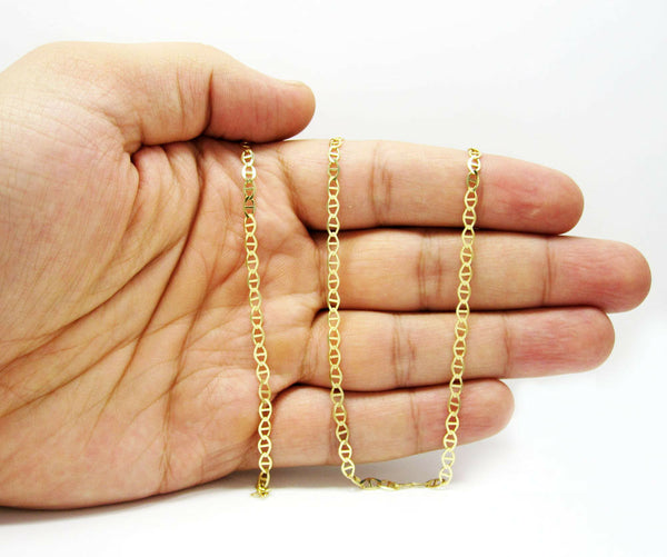 10K Yellow Gold Flat Mariner Chain 5MM