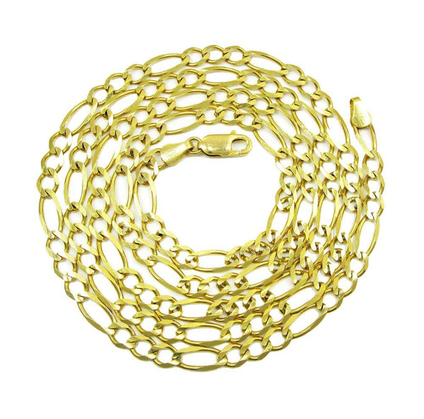 10K Yellow Gold Hollow Figaro Chain 6.5MM