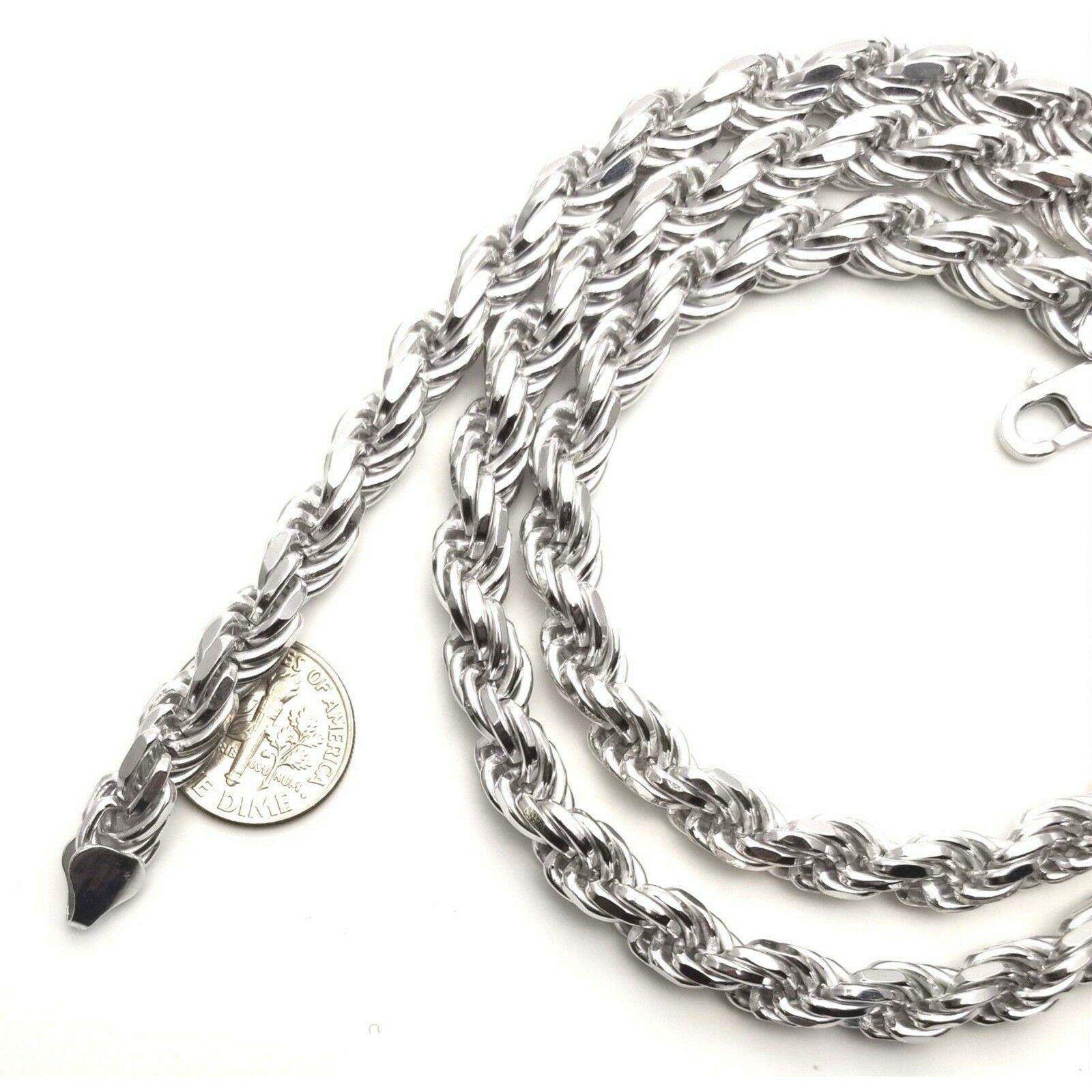 925 Stunning Sterling Silver 6MM Rope Chain Necklace, GA