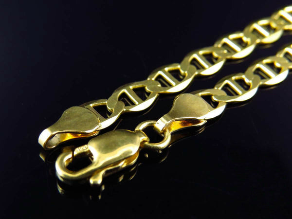 10K Yellow Gold Flat Mariner Chain 4MM