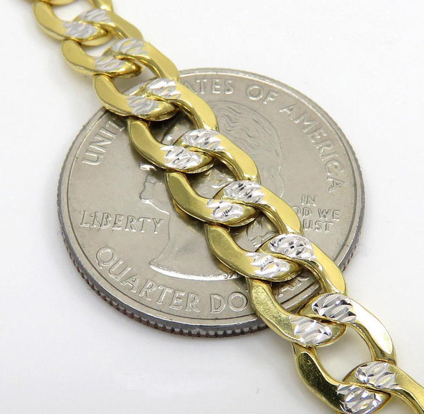 10K Yellow Gold Hollow Pave Cuban Chain 7.5MM