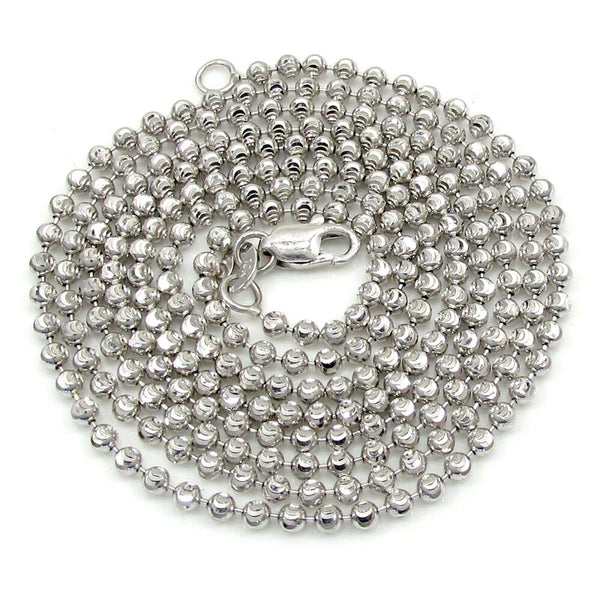 14K White Gold Solid Diamond Cut Moon Chain 2.5MM 18