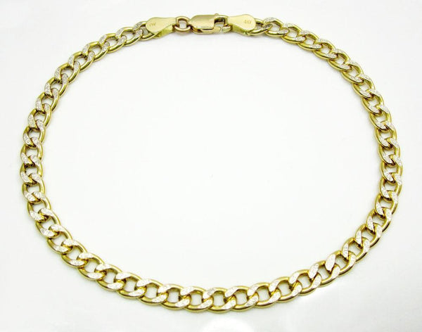 14K Yellow Gold Pave Cuban Chain 4.5MM