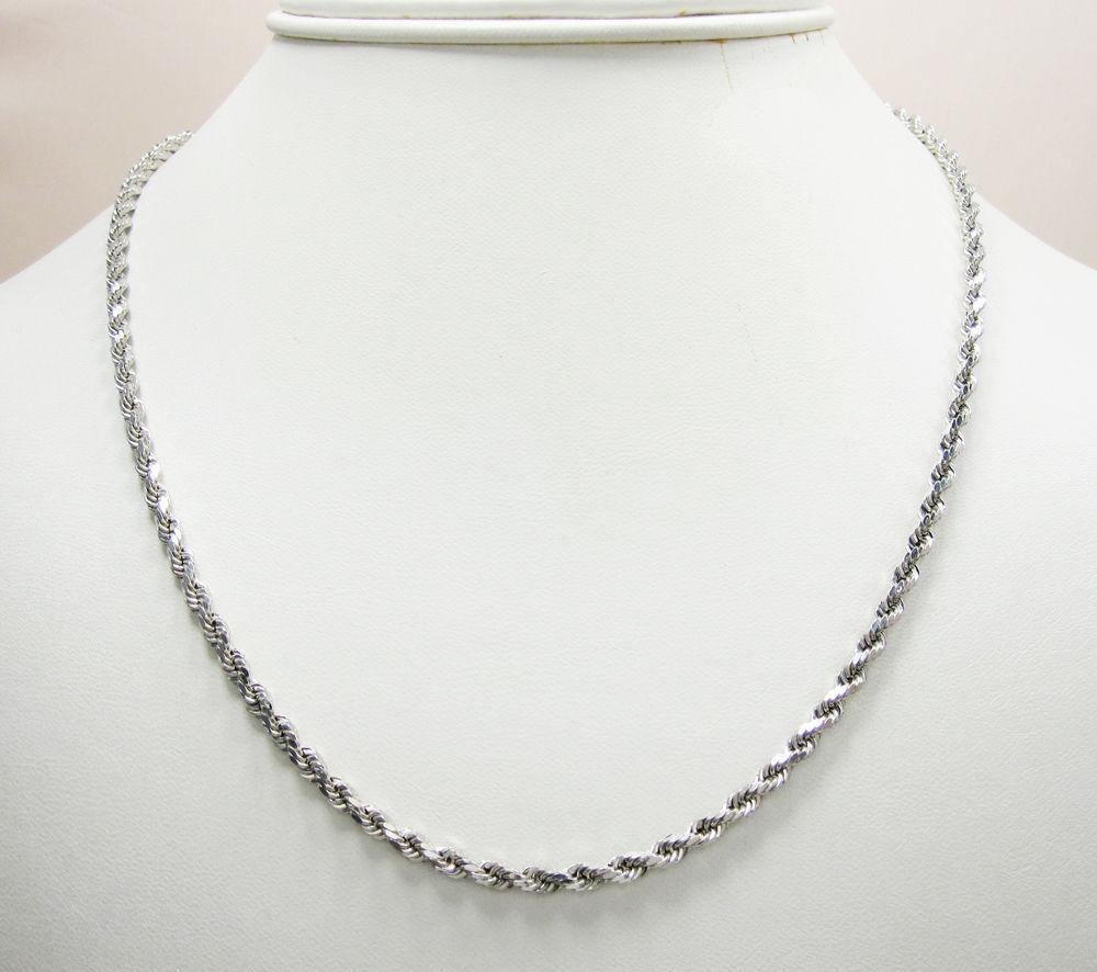 10K White Gold Diamond Cut Rope Chain 4MM GA Gold Americas