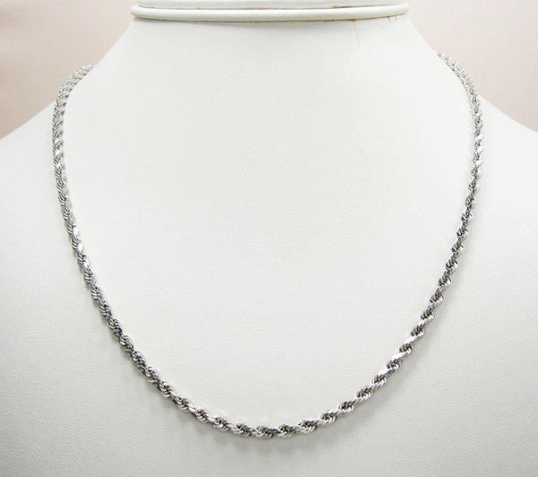 10K White Gold Diamond Cut Rope Chain 4MM - Gold Americas