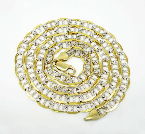 10K Yellow Gold Pave Mariner Chain 11MM