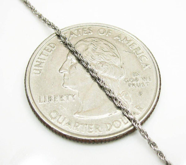14K White Gold Solid Diamond Cut Rope Chain 1MM - Gold Americas