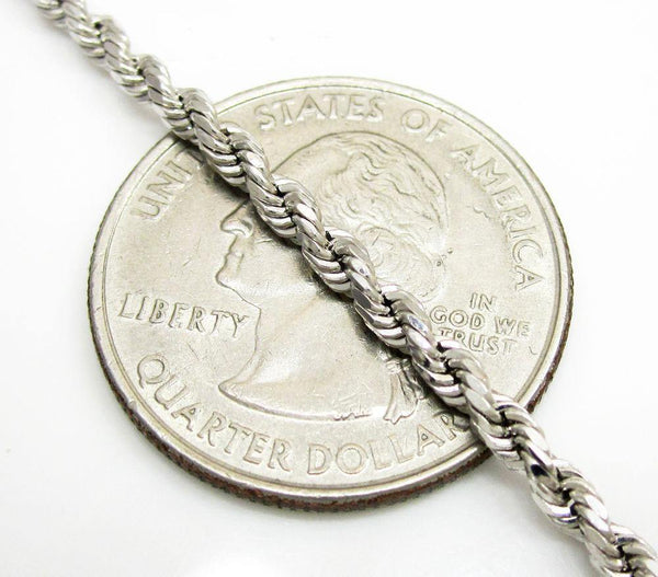 10K White Gold Diamond Cut Rope Chain 2MM - Gold Americas