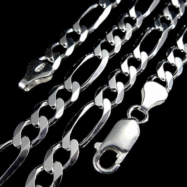 14K White Gold Hollow Figaro Chain 6MM - Gold Americas