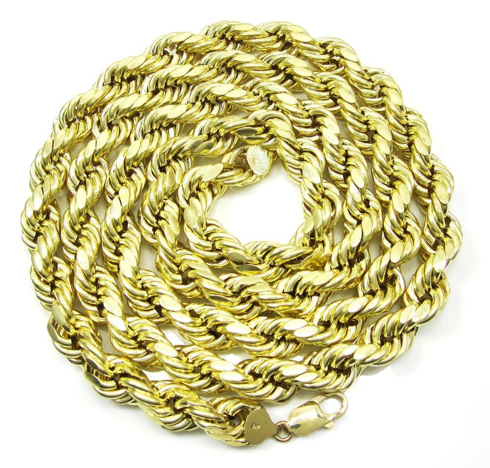 14K Yellow Gold Solid Rope Chain 7MM, GA