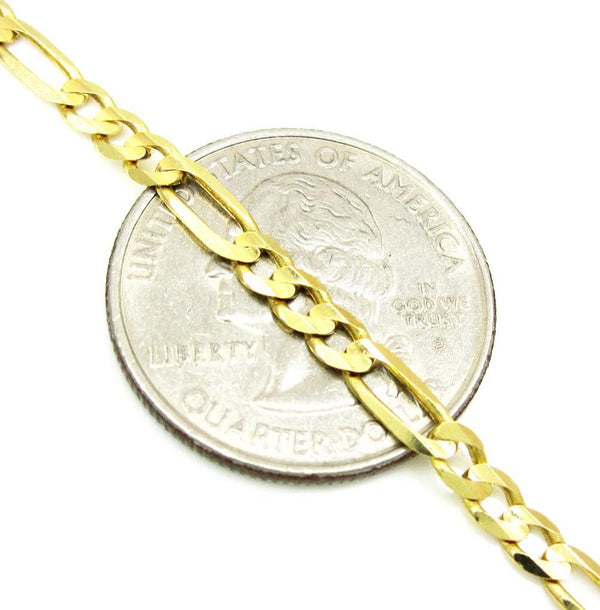 10K Yellow Gold Hollow Figaro Chain 3MM