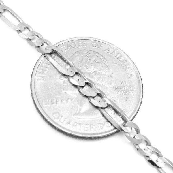 14K White Gold Hollow Figaro Chain 2.5MM - Gold Americas
