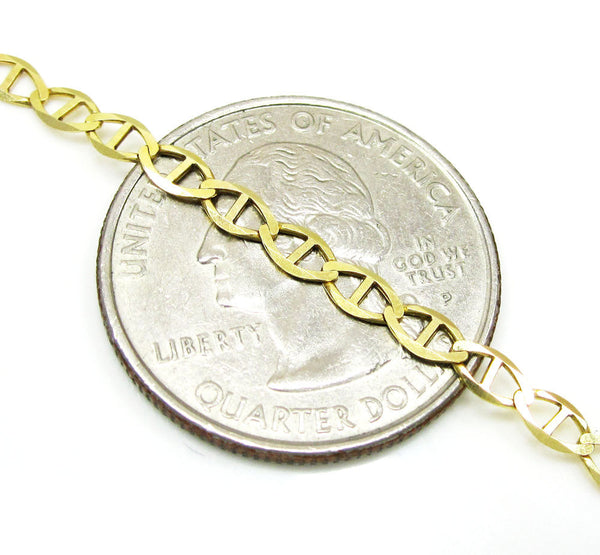 10K Yellow Gold Flat Mariner Chain 5MM