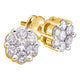 10K Yellow Gold Round Diamond Flower Cluster Earrings 1/4 Cttw