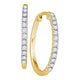 10K Yellow Gold Round Diamond Slender Single Row Hoop Earrings 1/4 Cttw