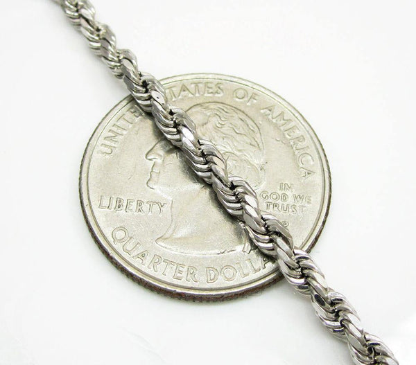 10K White Gold Diamond Cut Rope Chain 3MM - Gold Americas