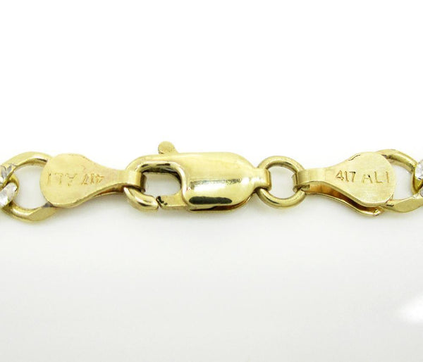 10K Yellow Gold Hollow Pave Figaro Chain 4.5MM