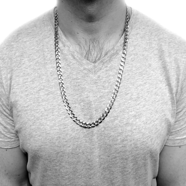 10K White Gold Solid Miami Cuban Chain 7MM