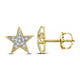 10K Yellow Gold Round Diamond Star Cluster Screwback Earrings 1/20 Cttw