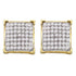 10K Yellow Gold Round Diamond Square Cluster Screwback Earrings 1/3 Cttw - Gold Americas
