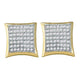 10K Yellow Gold Round Diamond Square Kite Square Screwback Earrings 1/3 Cttw