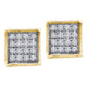10K Yellow Gold Round Diamond Square Cluster Earrings 1/20 Cttw