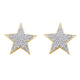 10K Yellow Gold Round Diamond Star Cluster Stud Earrings 1/4 Cttw