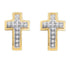 10K Yellow Gold Round Diamond Small Cross Screwback Earrings 1/10 Cttw - Gold Americas