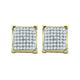 10K Yellow Gold Round Diamond Square Cluster Earrings 1/6 Cttw