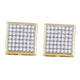 10K Yellow Gold Round Diamond Square Cluster Earrings 1/3 Cttw