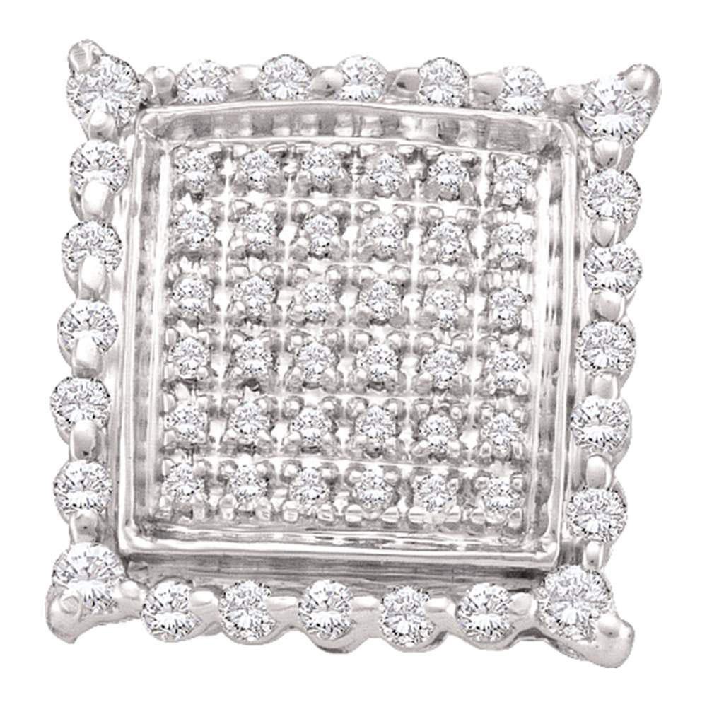 10K Yellow Gold Round Diamond Square Cluster Stud Earrings 1/2 Cttw - Gold Americas