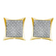 Yellow-tone Sterling Silver Round Diamond Square Kite Cluster Screwback Earrings 1/3 Cttw