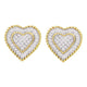 10K Yellow Gold Round Diamond Roped Heart Cluster Screwback Earrings 1/3 Cttw