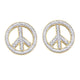 10K Yellow Gold Round Diamond Peace Sign Circle Screwback Stud Earrings 1/6 Cttw