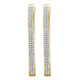 10K Yellow Gold Round Diamond Slender Double Row Hoop Earrings 1/2 Cttw