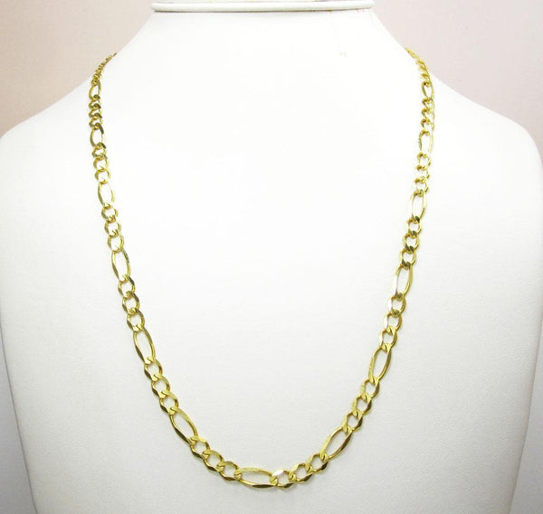 10K Yellow Gold Hollow Figaro Chain 6.5MM
